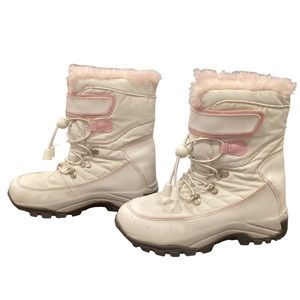 Quest white pink snow boots | girls 3 | winter ski cold faux fur elastic lace